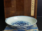 A CHINESE BLUE AND WHITE 'DRAGON' DISH, Ming Dynasty, Wanli mark and of the period