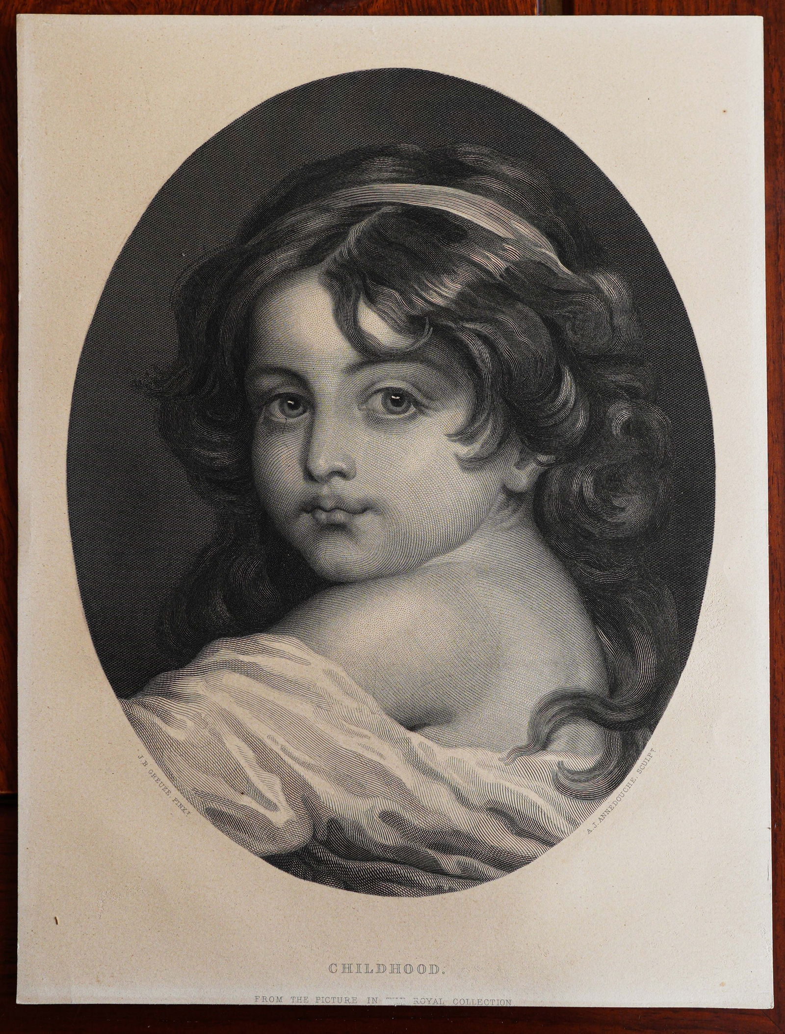 Antique steel engraving titled "Childhood" (1 of 11)