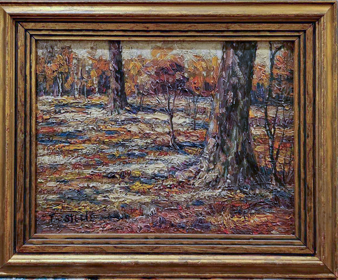 Theodore Clement Steele (1847-1926) Oil / Board, Winter Landscape (1 of 10)