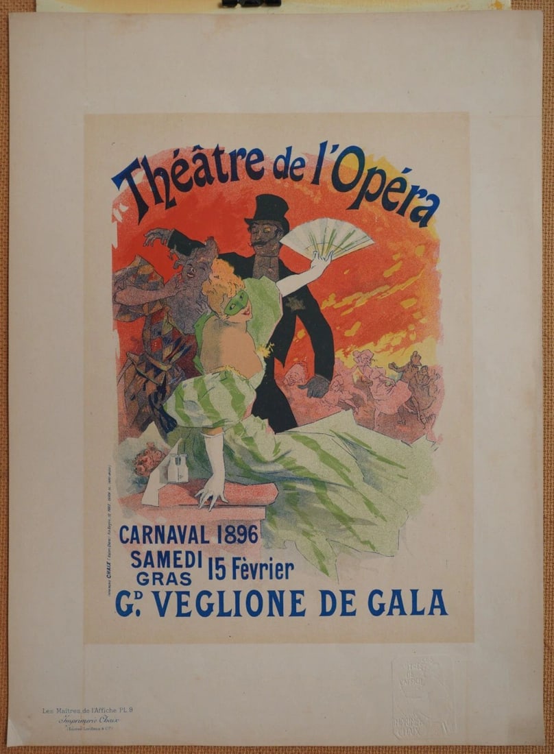 Antique poster titled "Théâtre de l'Opéra, Carnaval 1896, Grand Veglione de Gala" by French (1 of 10)