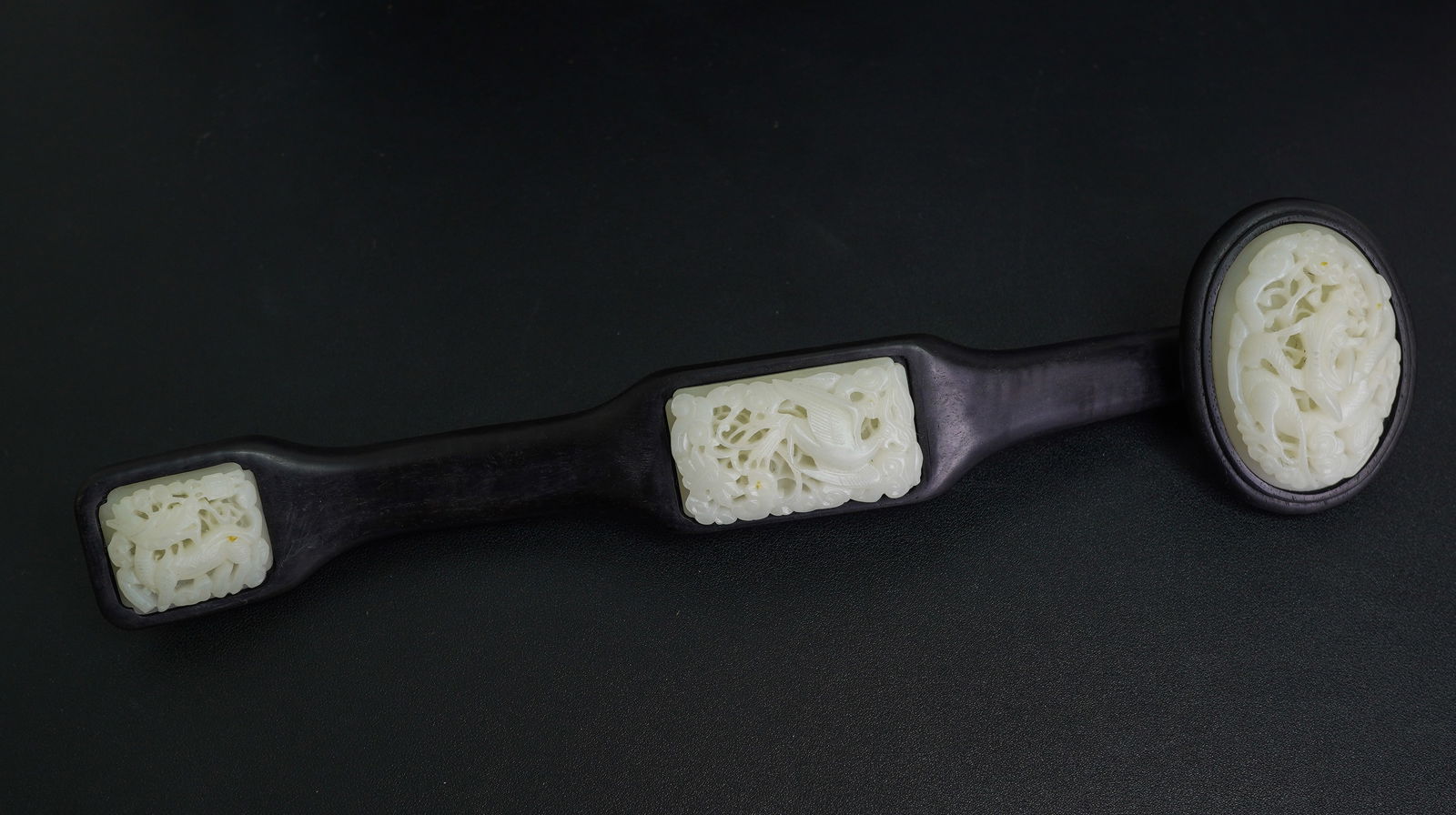 Exceptional Chinese Ruyi with Carved white Jade 19th/20th century (1 of 13)