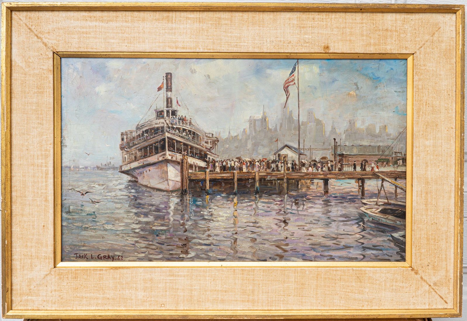 Jack Lorimer Gray, 1927-1981 Nova Scotia, Oil / Board: Sight: 12 x 20 in. Overall with frame: 18 x 26 in. Signed lower left, dated 62.. Tri-State area in house truck delivery available. In house shipping with UPS will cost around $80-$100. Jack Lorimer Gr