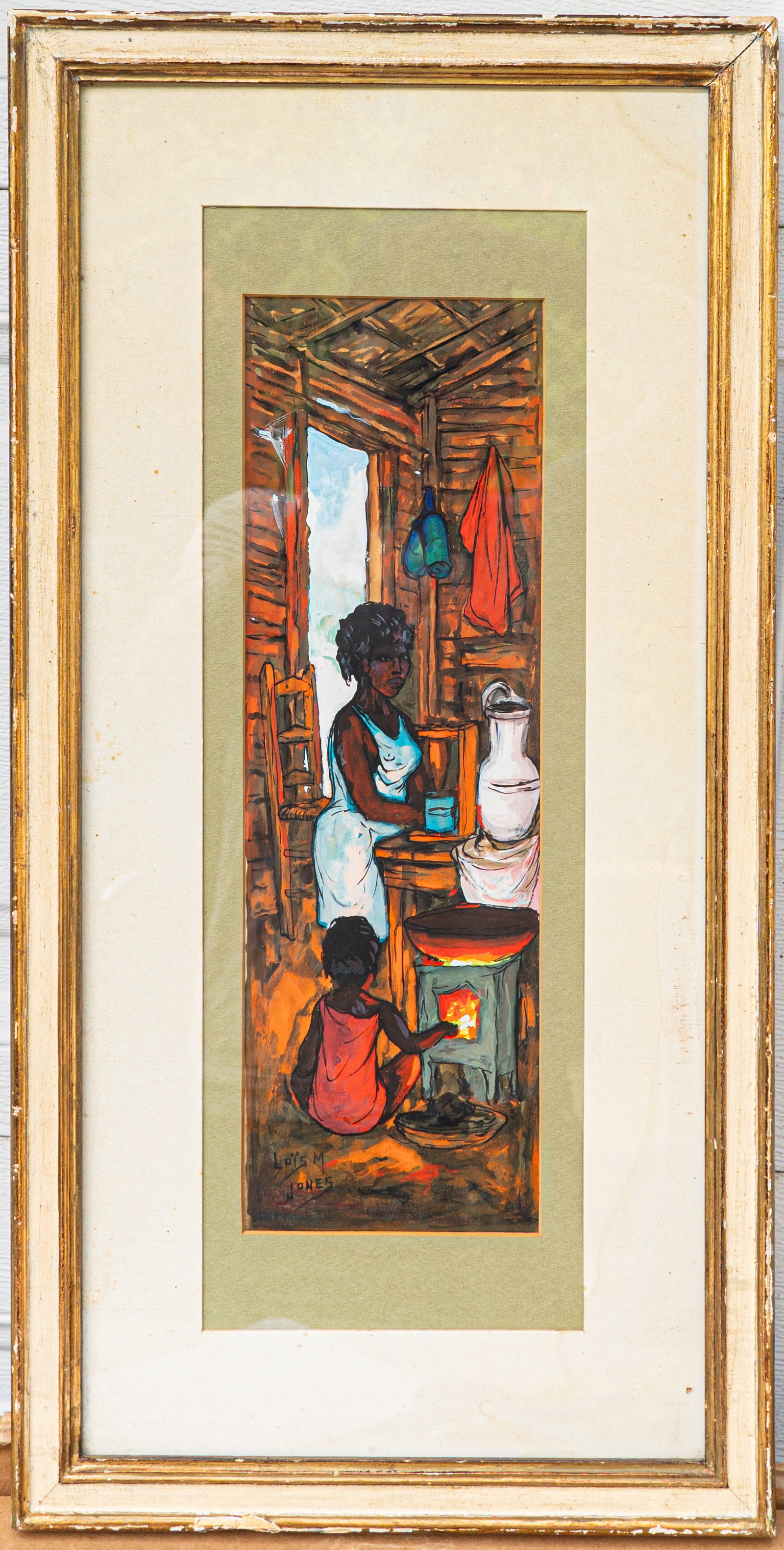 Lois Mailou Jones 1905 Boston, Massachusetts - 1998 Watercolor / Paper: Sight: 16 x 6 in. Overall with frame: 25 x 13 in. Signed lower left. Tri-State area in house truck delivery available. In house shipping with UPS will cost around $50-$80. Jones was born in Boston in 