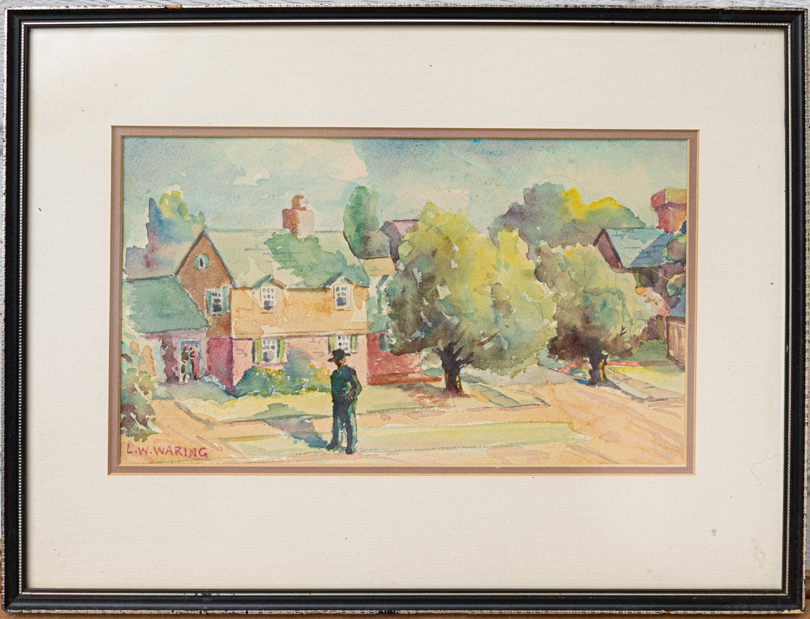 Laura Wheeler Waring 1887 Hartford, Connecticut - 1948 Watercolor / Paper: Sight: 7 x 12 in. Overall with frame: 12 1/2 x 16 1/2 in. Signed lower left. Tri-State area in house truck delivery available. In house shipping with UPS will cost around $50-$80. In a time when Afric