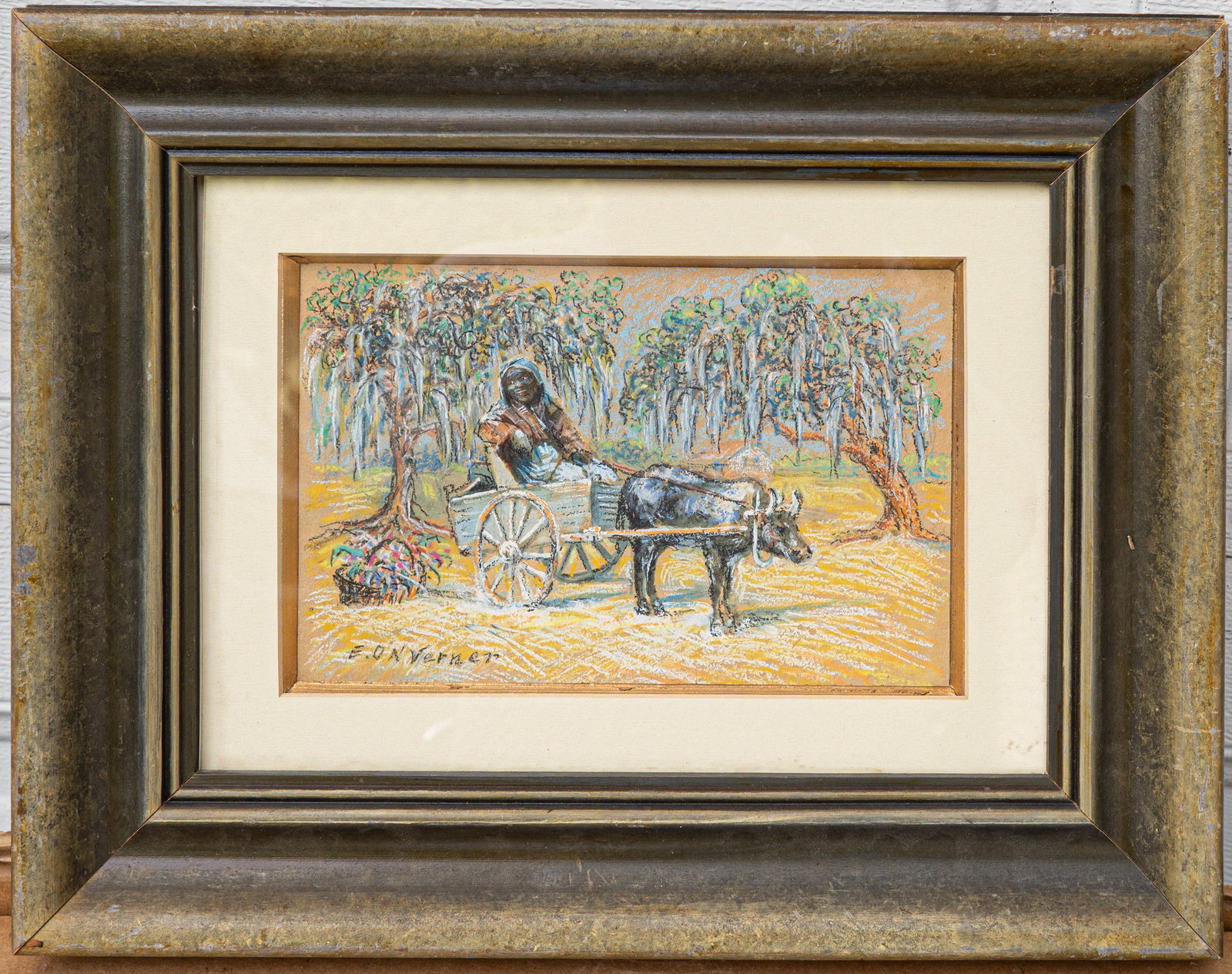 Elizabeth Quale O'Neill Verner 1883 Charleston, South Carolina - 1979 Mixed Media / Paper: Sight: 7 x 10 in. Overall with frame: 13 1/2 x 17 1/2 in. Signed lower left. Tri-State area in house truck delivery available. In house shipping with UPS will cost around $50-$80. A leader in establis
