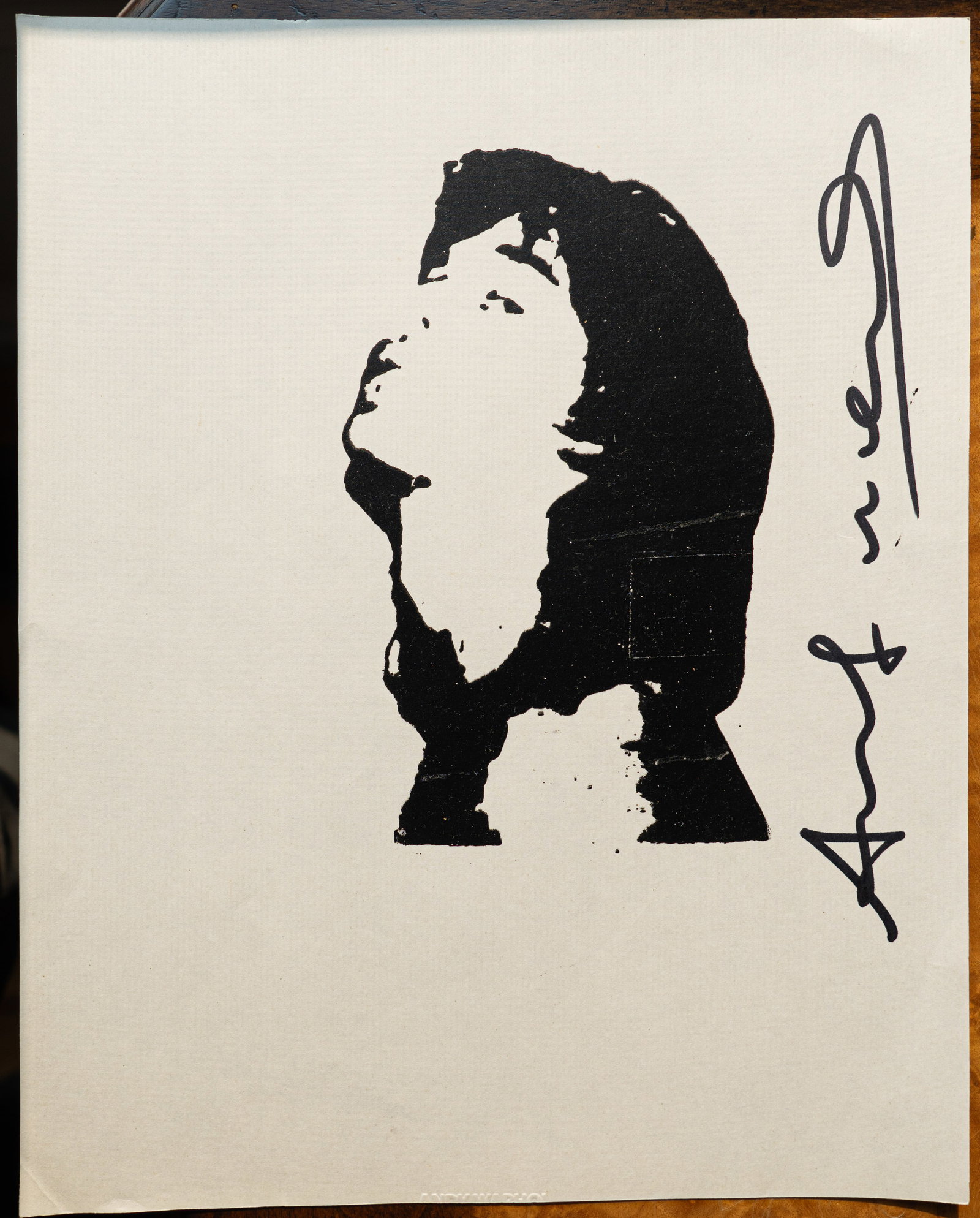 Portrait of Mick Jagger Andy Warhol screenprint Marker Signed with Andy Warhol Stamp (1 of 5)