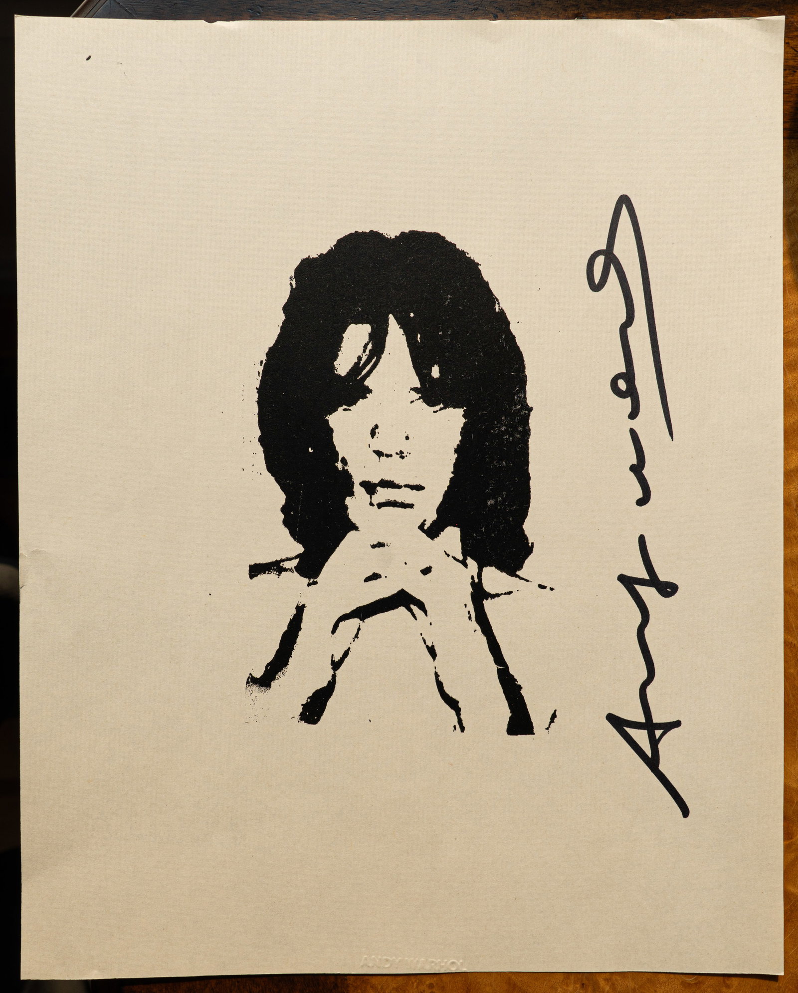 Portrait of Mick Jagger Andy Warhol screenprint Marker Signed with Andy Warhol Stamp (1 of 4)