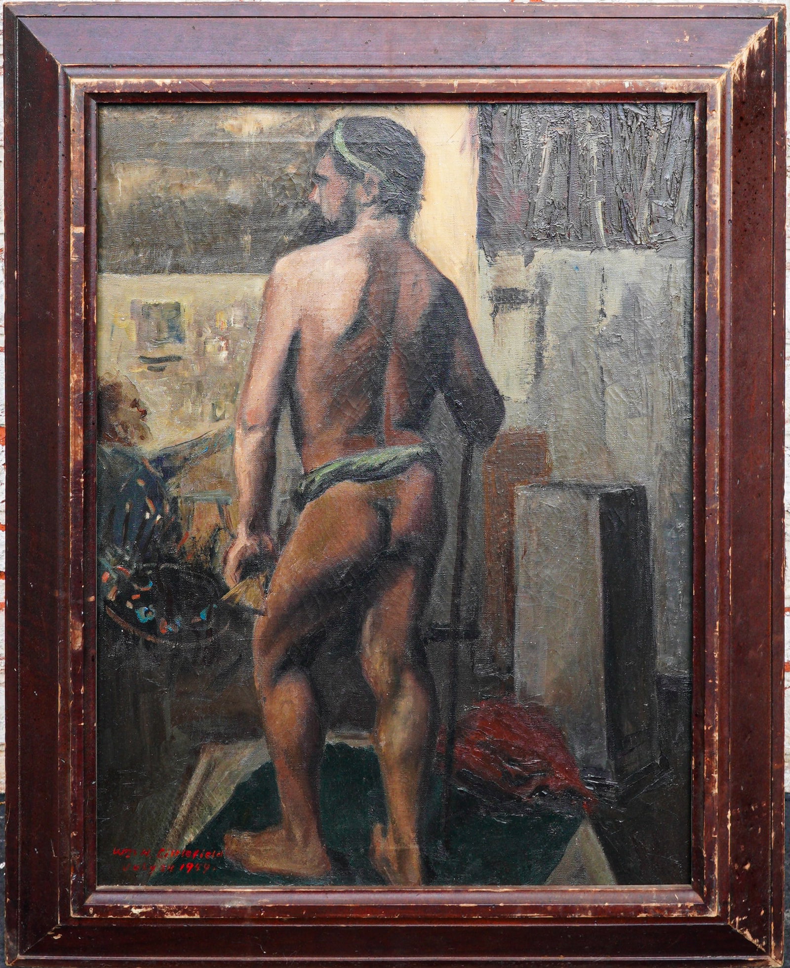William Horace (Bill) Littlefield 1902 Roxbury, Massachusetts - 1969 Falmouth Oil / Canvas: Sight: 26 x 20 in. Overall with frame: 32 x 26 in. Signed lower left, dated July 24 1959. Tri-State area in house truck delivery available. In house shipping with UPS will cost around $80-$120. Willia