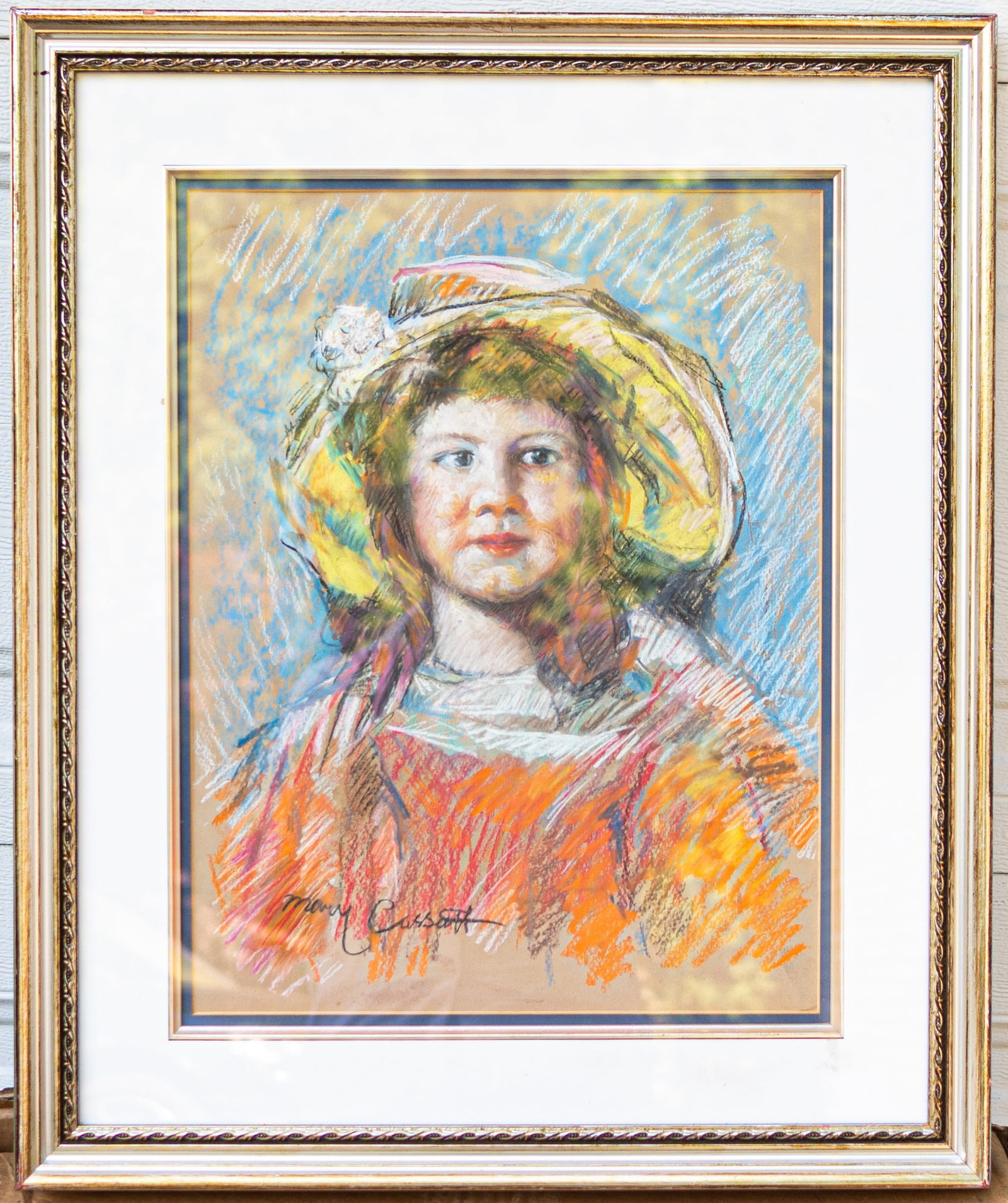 Mary Stevenson Cassatt 844 Allegheny City, Pennsylvania - 1926 Pastel on paper: Sight: 18 x 14 in. Overall with frame: 24 x 20 in. Signed lower left. Tri-State area in house truck delivery available. In house shipping with UPS will cost around $60-$80. Impressionist painter Mary 