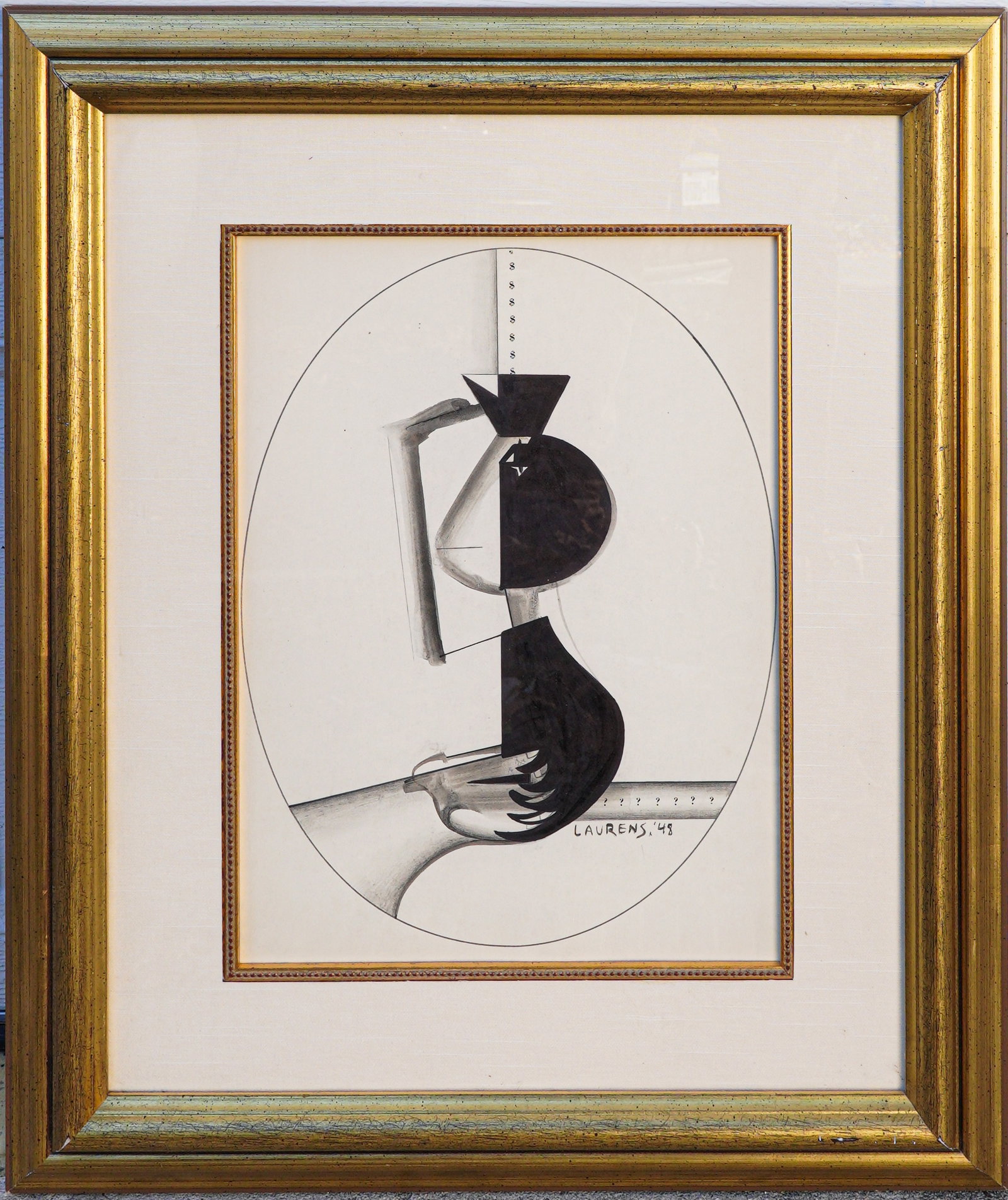 Henri Laurens 1885 Paris, France - 1954 Graphite / Paper: Sight: 16 x 12 in. Overall with frame: 24 x 21 in. Signed lower right, dated 48. Tri-State area in house truck delivery available. In house shipping with UPS will cost around $60-$80. Henri Laurens, b