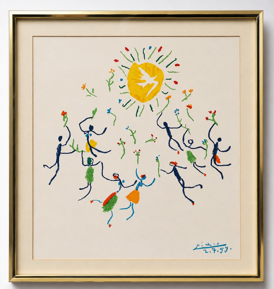 Print of Pablo Picasso "La Ronde De La Jeunesse-The Youth Circle" c.1959: Print of Pablo Picasso "La Ronde De La Jeunesse-The Youth Circle" c.1959, overall size 21 x 19 in, affordable in house shipping available upon request.