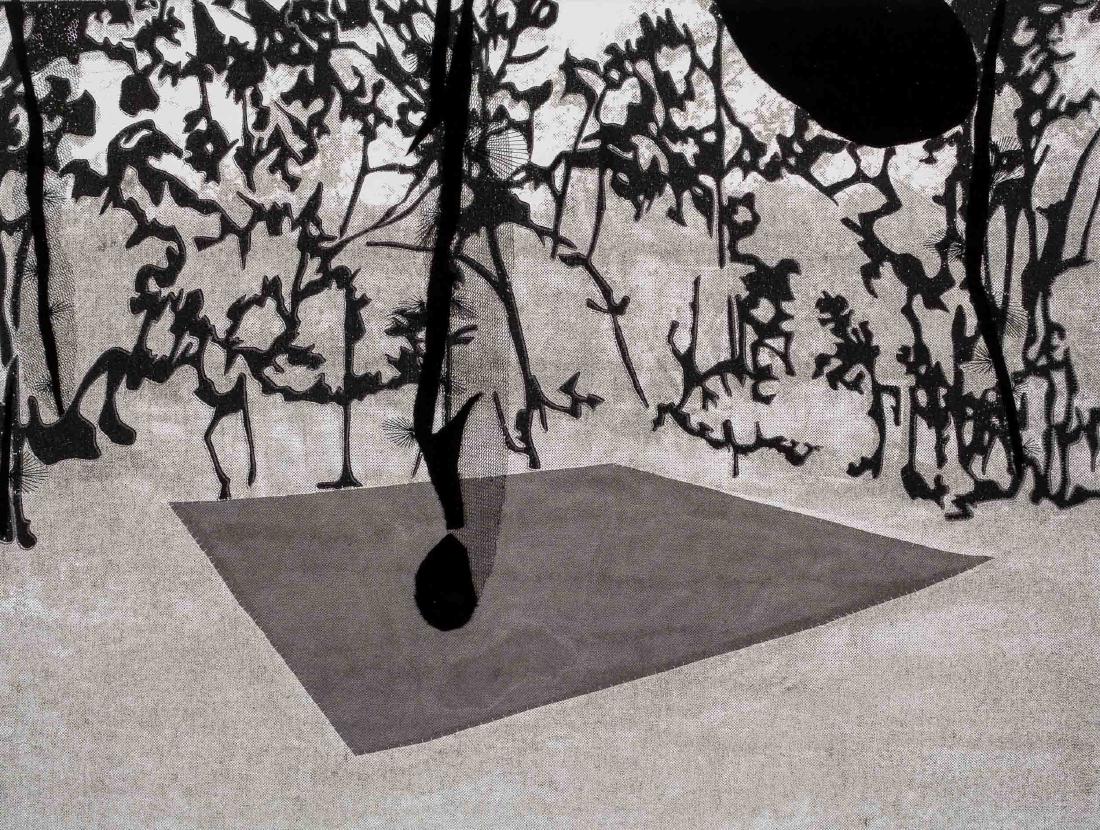 Berend Strik (Nijmegen 1960): Berend Strik (Nijmegen 1960) Decipher the artist's mind, virtuosity (Studio Melati Suryodarmo) Signed, titled, dated 2014 and numbered 2/8 on the reverse Photograph, textile and yarn on canvas, 46 x 6