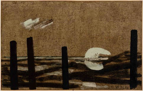 Willem Hussem (Rotterdam 1900 - The Hague 1974): Untitled Signed with initials and dated '60 lower right Oil on burlap, 71.3 x 111.5 cm Provenance: Private collection, the Netherlands Note: A similar painting, dated 1959, is part of the collection o