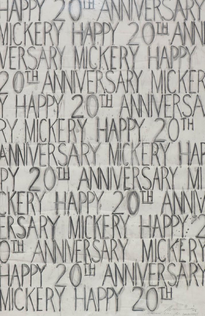 Robert Wilson (Waco 1941): Happy 20th Anniversary Signed, dated '85 and annotated lower right Watercolour and pencil on paper, 99 x 64.6 cm Provenance: Collection Ritsaert ten Cate, Amsterdam Note: In 1960 the art society Micke