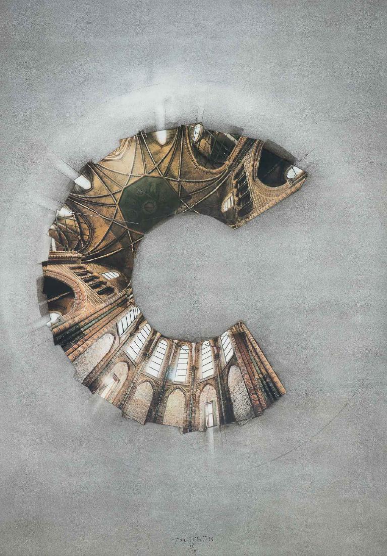 Jan Dibbets (Weert 1941): Vondelkerk Signed, dated 86 and numbered 68/150 lower centre Offset lithograph, 118 x 83 cm