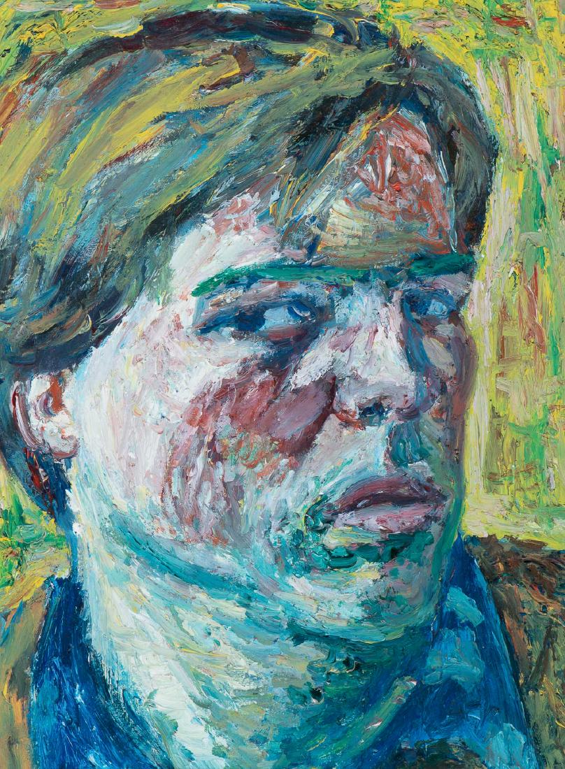 Philip Akkerman (Vaassen 1957): Self-portrait Signed and dated 1984 on the reverse Oil on board, 35 x 27.1 cm Provenance: Acquired directly from the artist by the present owner