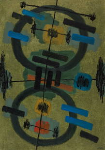 Willem Hussem (Rotterdam 1900 - The Hague 1974): Untitled Signed with initials and dated 60 lower right Oil on burlap, 100.1 x 70.2 cm Provenance: - Kunstzaal van Lier, Amsterdam - Private collection, the Netherlands