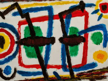 Willem Hussem (Rotterdam 1900 - The Hague 1974): Untitled Signed and dated '54 on the reverse Oil on paper, 54.8 x 65.2 cm