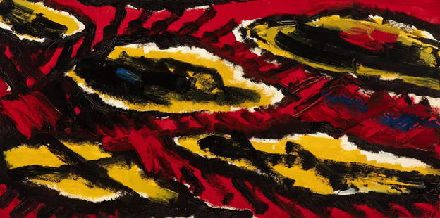 Willem Hussem (Rotterdam 1900 - The Hague 1974): Untitled Signed and dated '54 on the reverse Oil on board, 61.1 x 121 cm