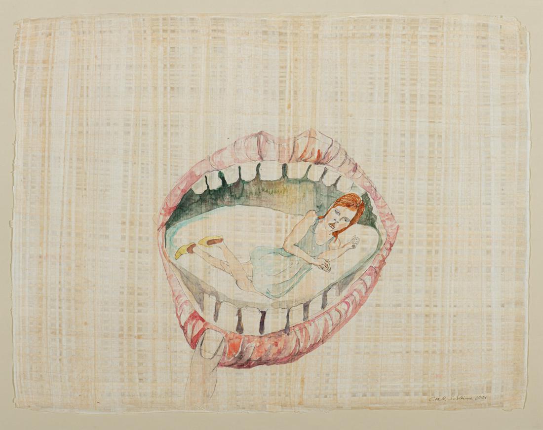 Cornelia Schleime (Berlin 1953): Mutationen Signed and dated 2001 lower right Watercolour and ink on papyrus, 62.3 x 80.1 cm Please note: condition reports and additional photos are available upon request. Live online bidding is only