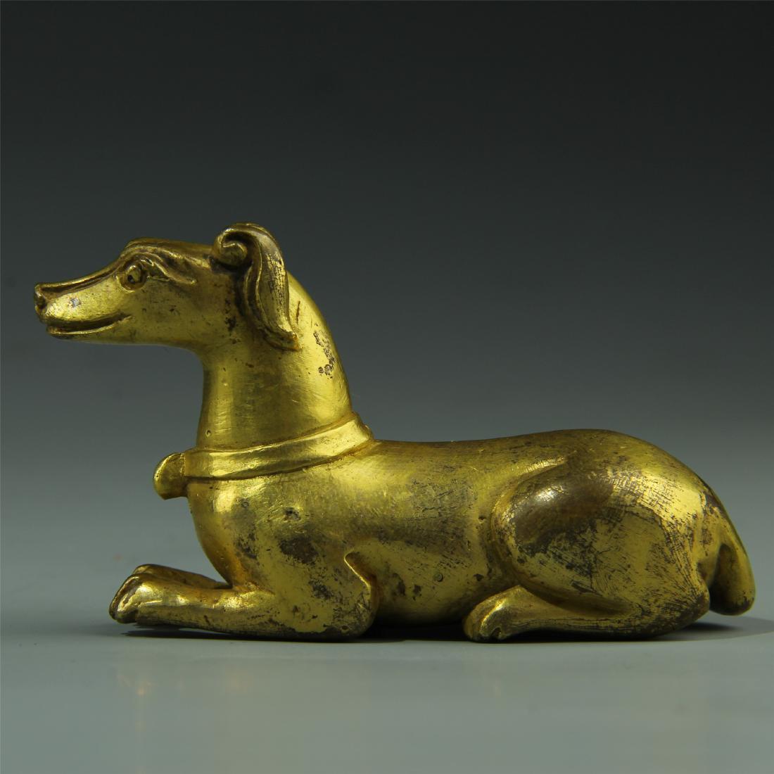 GILT BRONZE DOG PAPER WEIGHT (1 of 6)