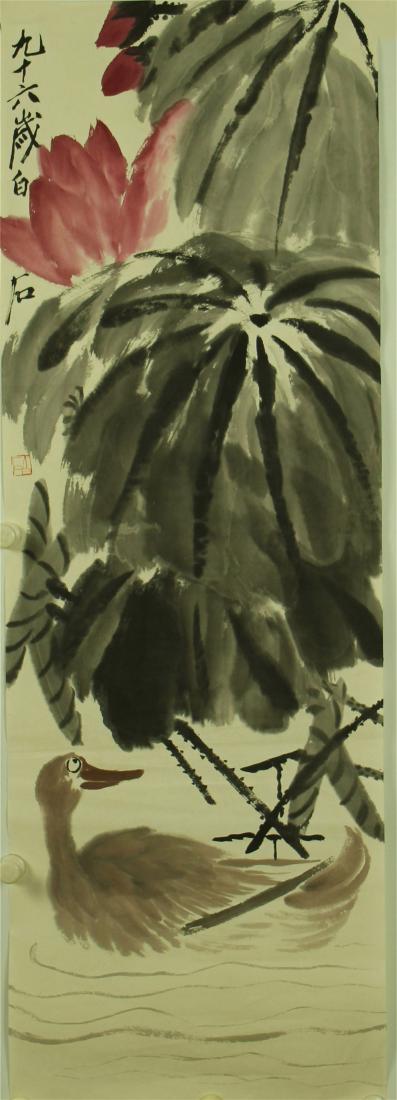 CHINESE SCROLL PAINTING OF DUCK AND LOTUS (1 of 10)