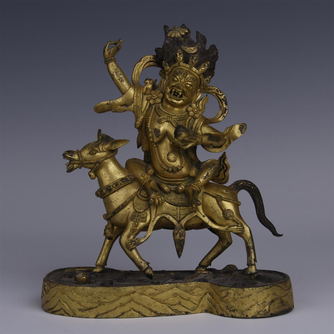 TIBETAN GILT BRONZE PALDEN LHAMO ON HORSE (1 of 9)