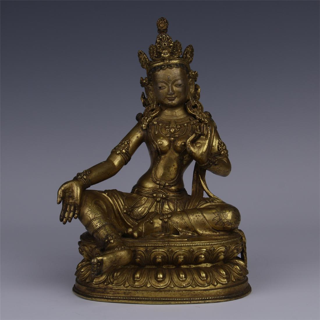 CHINESE GILT BRONZE SEATED BUDDHA (1 of 9)