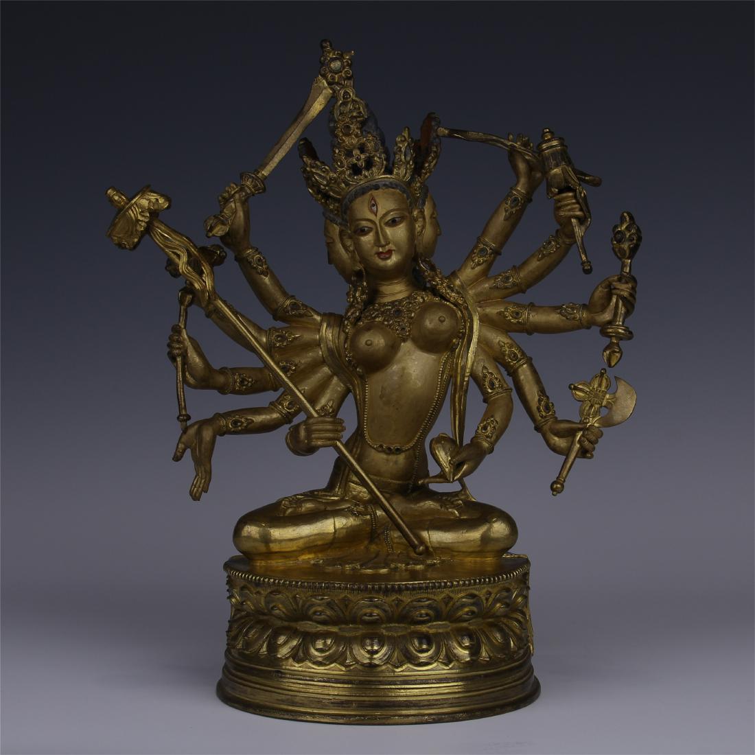 CHINESE GILT BRONZE SEATED GUANYIN (1 of 10)
