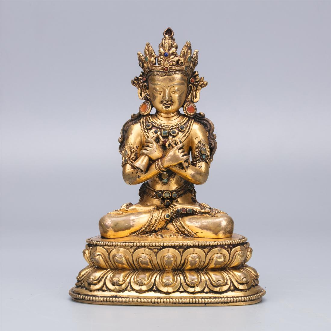 TIBETAN GILT BRONZE VAJRASATTVA BUDDHA (1 of 9)