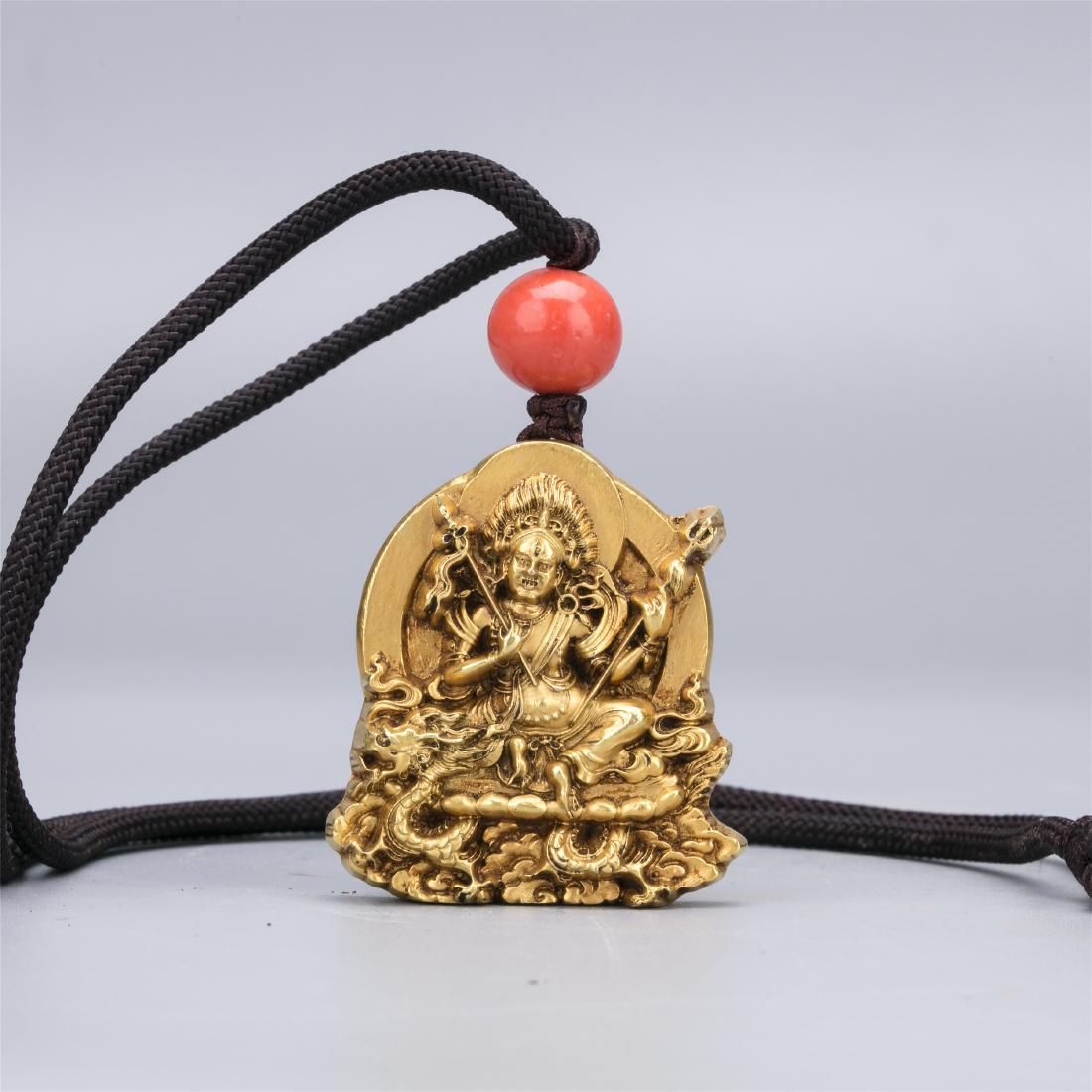 CHINESE GILT BRONZE SEATED BUDDHA PENDANT (1 of 5)