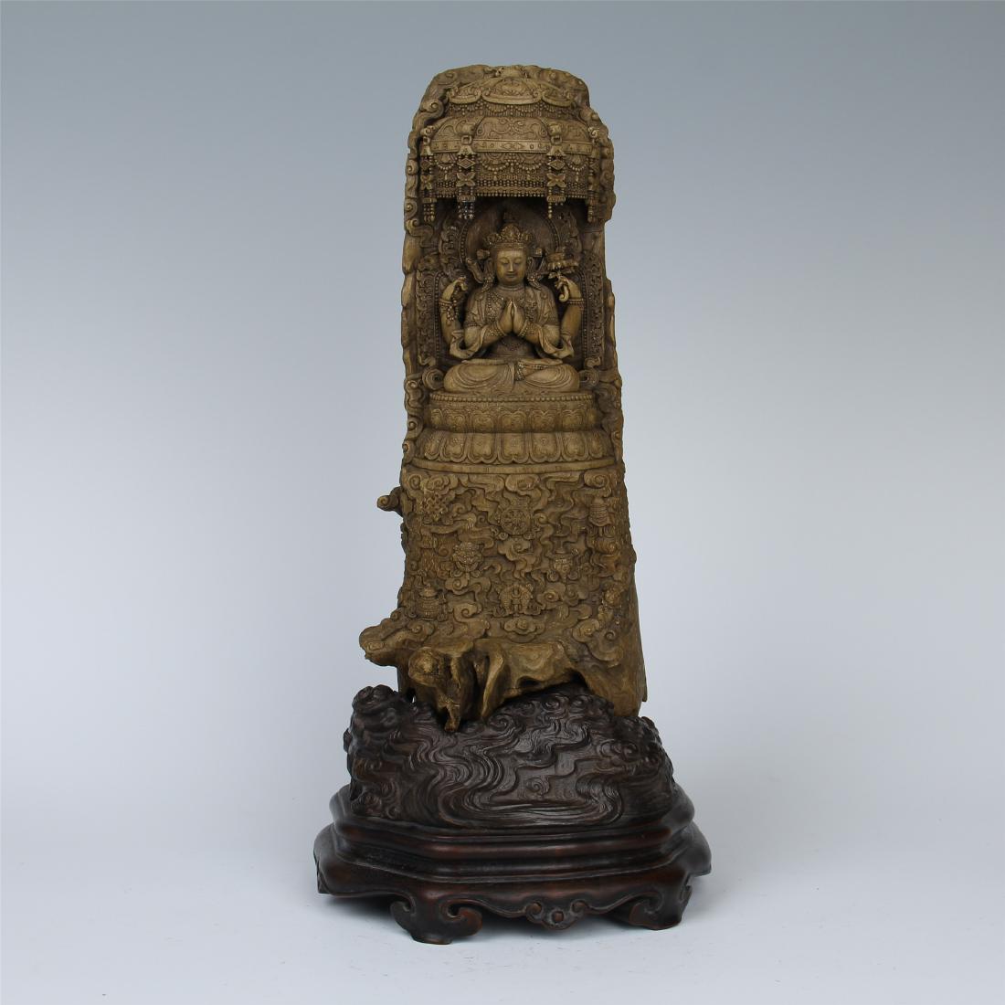 CHINESE AGALWOOD CRAVED SEATED GUANYIN (1 of 10)