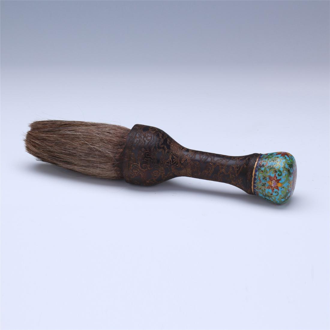 CHINESE GOLD PAINTED ZITAN CLOISONNE HANDLE BRUSH (1 of 9)