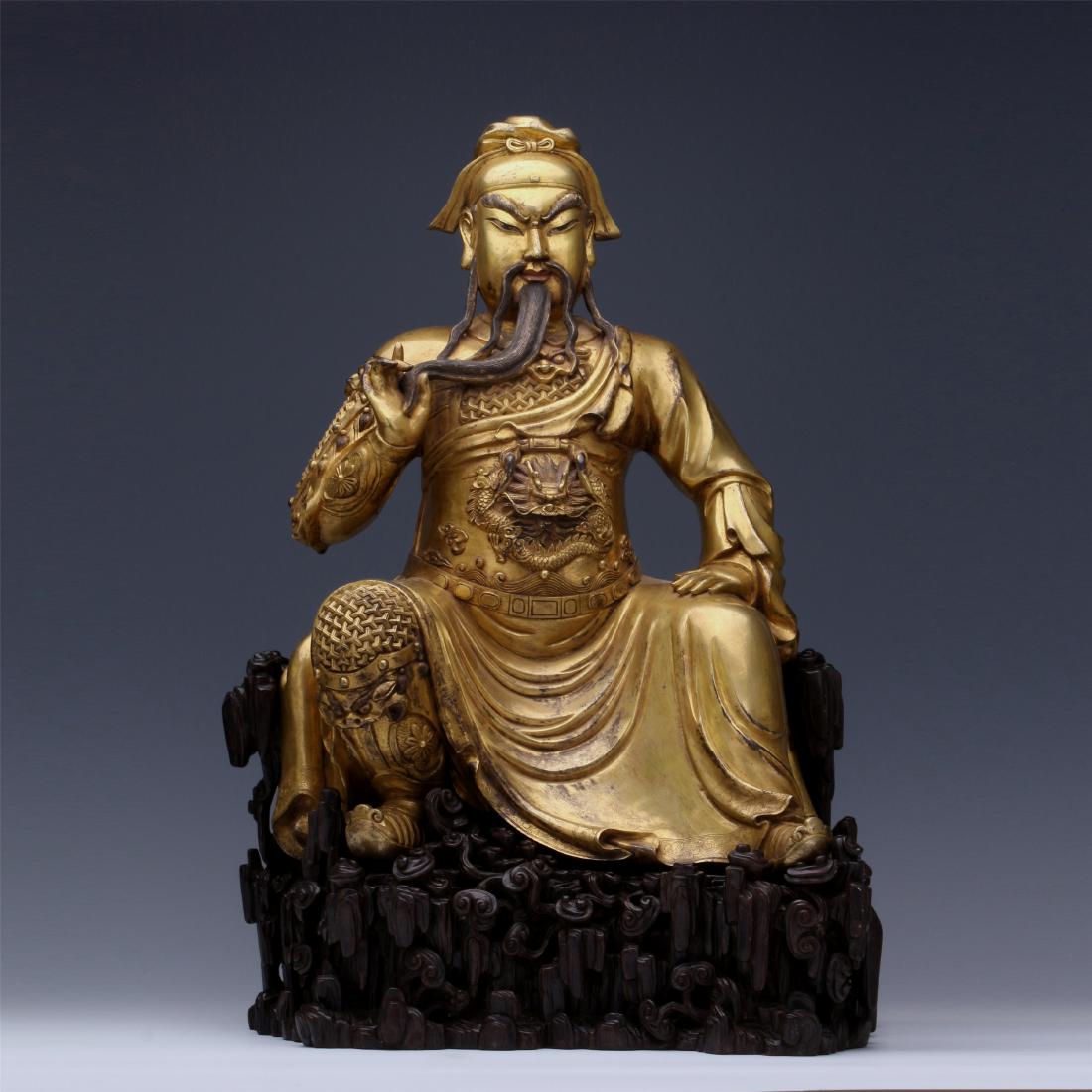 CHINESE GILT BRONZE SEATED WARRIOR (1 of 17)