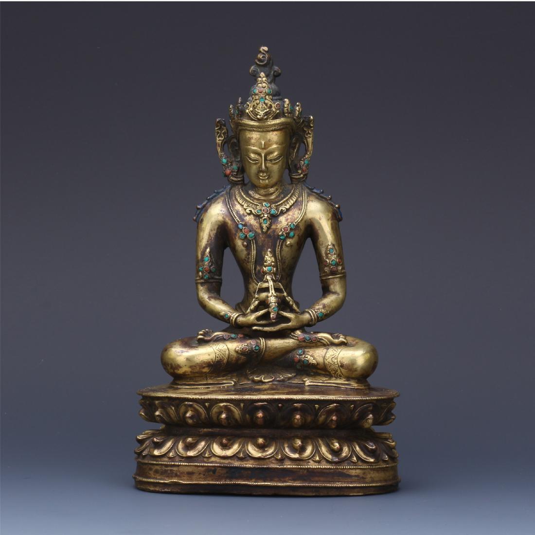 CHINESE GILT BRONZE SEATED BUDDHA (1 of 15)