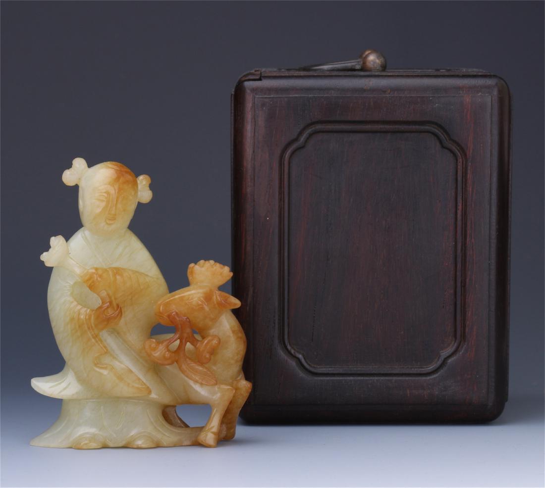 CHINESE JADE BOY AND DEER TABLE ITEM (1 of 15)