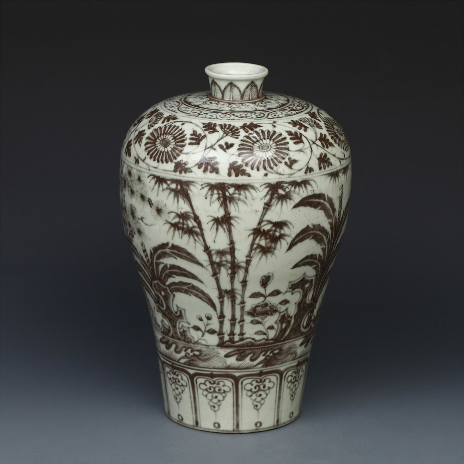 CHINESE PORCELAIN RED UNDER GLAZE BAMBOO MEIPING VASE (1 of 7)