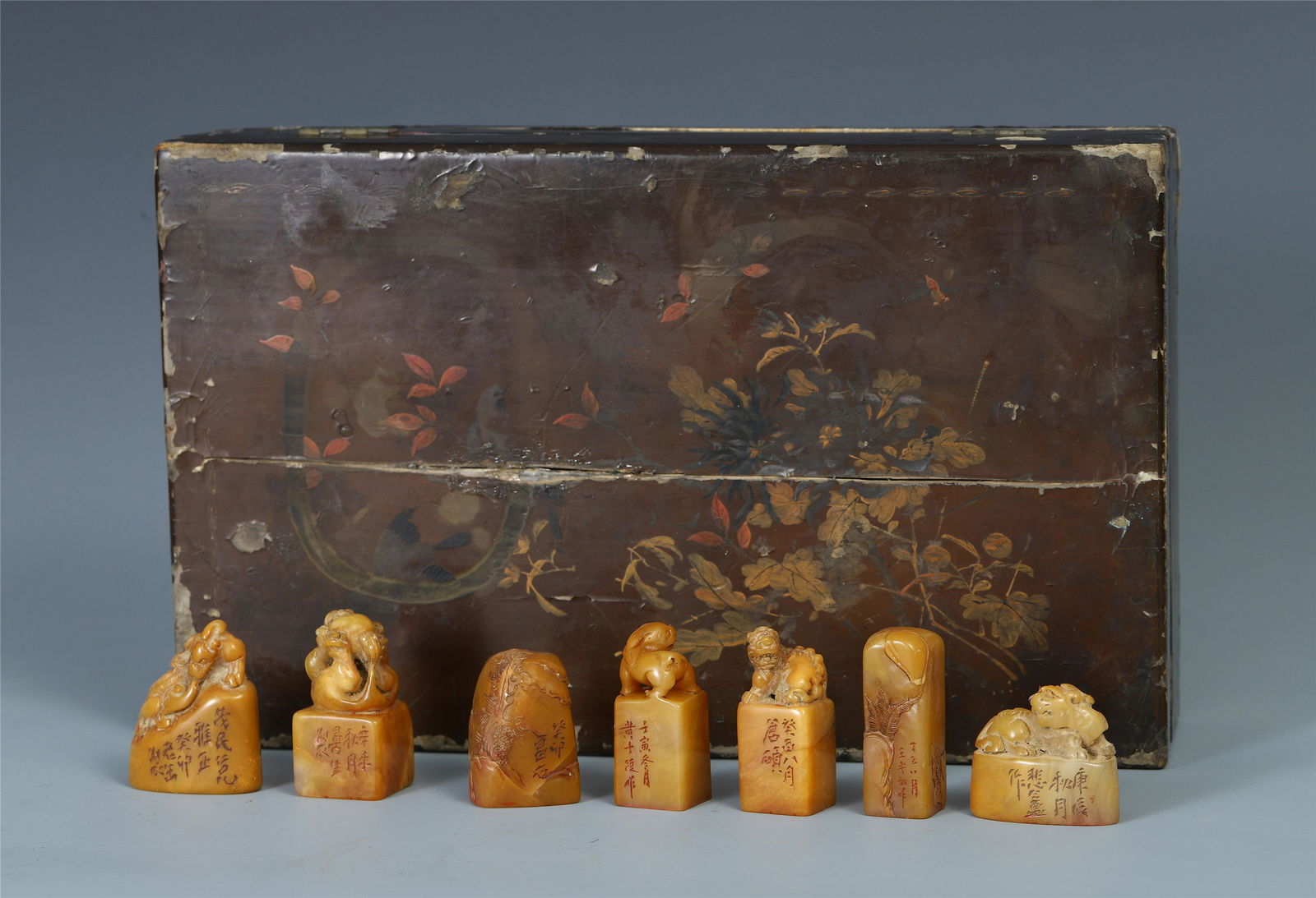 SEVEN CHINESE SOAPSTONE BEAST SEALS (1 of 20)