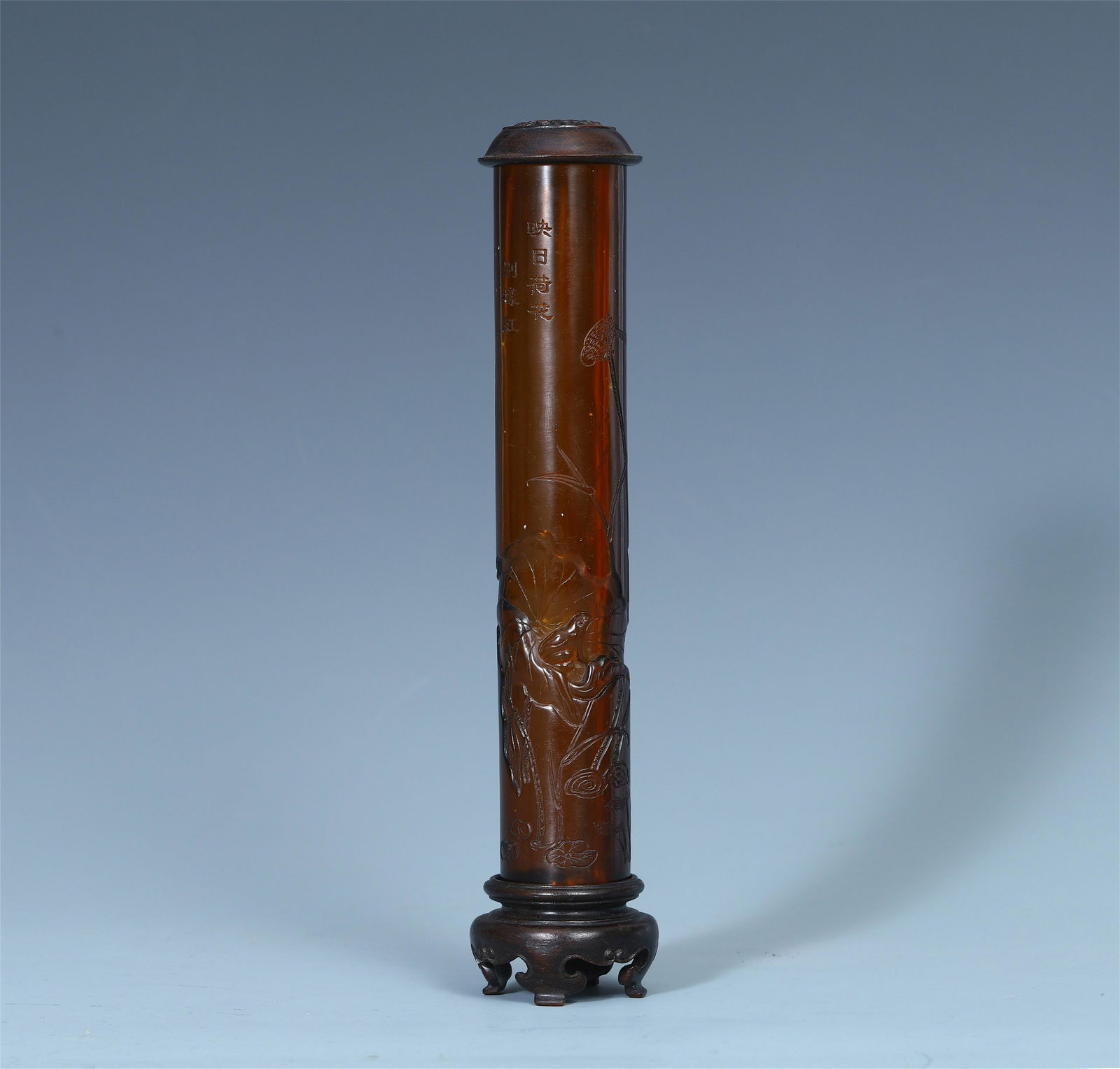 CHINESE BROWN PEKING GLASS INCENSE CONTAINER (1 of 10)