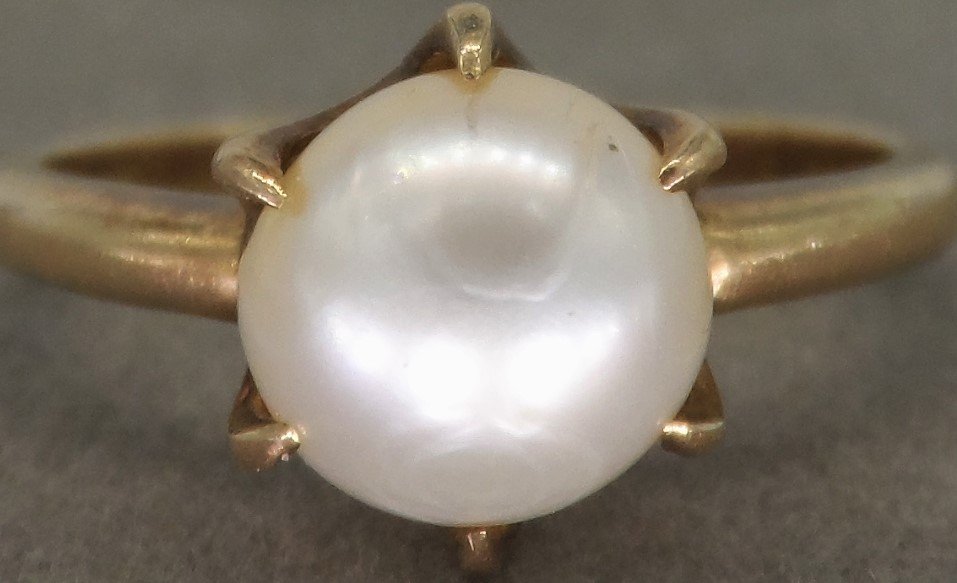 Fine 14k Gold Pearl Ring 8mm (1 of 4)