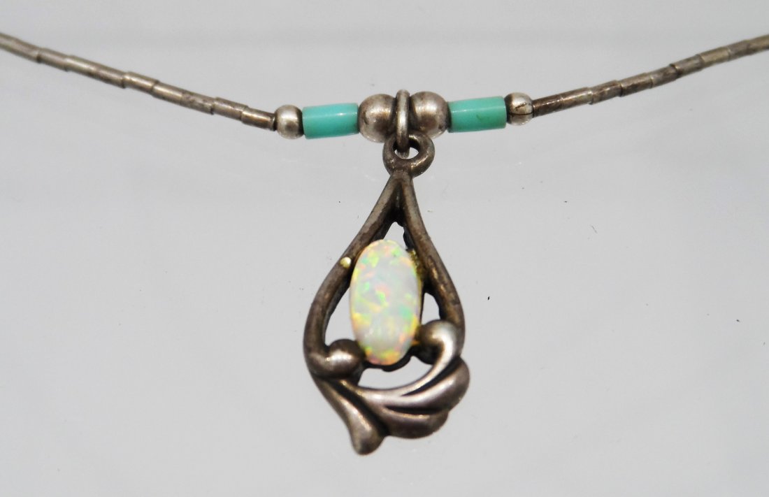 Sterling Silver Necklace Pendant Opal Signed (1 of 2)