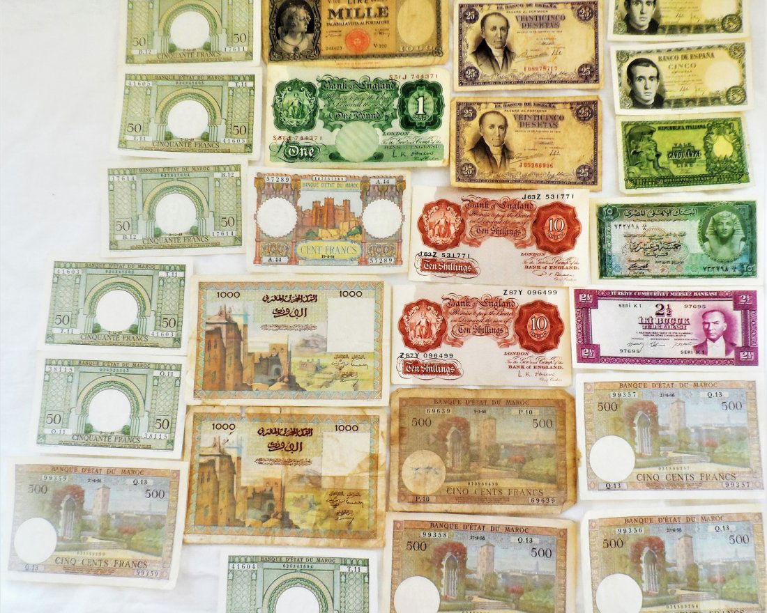 Paper Money Lot FRANCS, LIRE Bank Notes Currency World (1 of 9)
