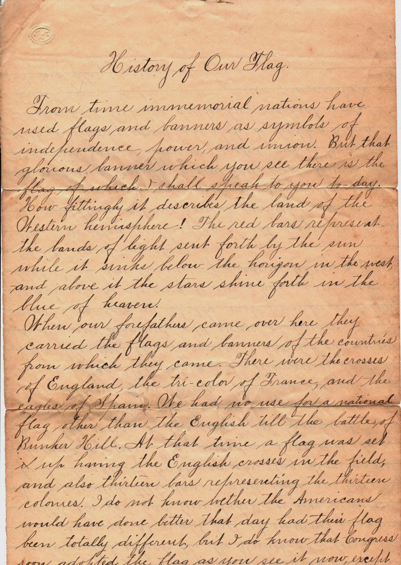 1890 Letter History of Our Flag Gettysburg Ephemera (1 of 5)