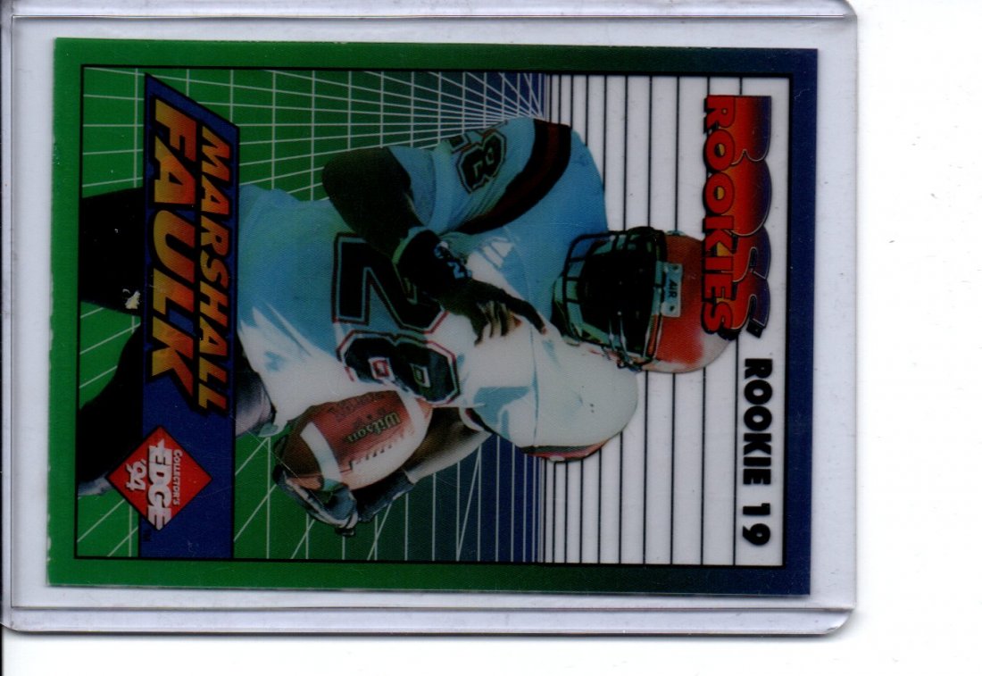 MARSHALL FAULK ROOKIE CLEAR NFL FOOTBALL CARD: Part of an Estate Lot, You are Bidding on the Card Pictured! All Cards have been scanned and most are in Very Good-Pristine Mint Condition! A LOT of very great finds, Some cards scanned in darker assu