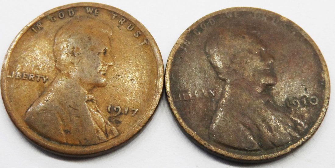 1917 / 1910 Lot Lincoln Wheat Cent One Penny 1 Cent (1 of 2)