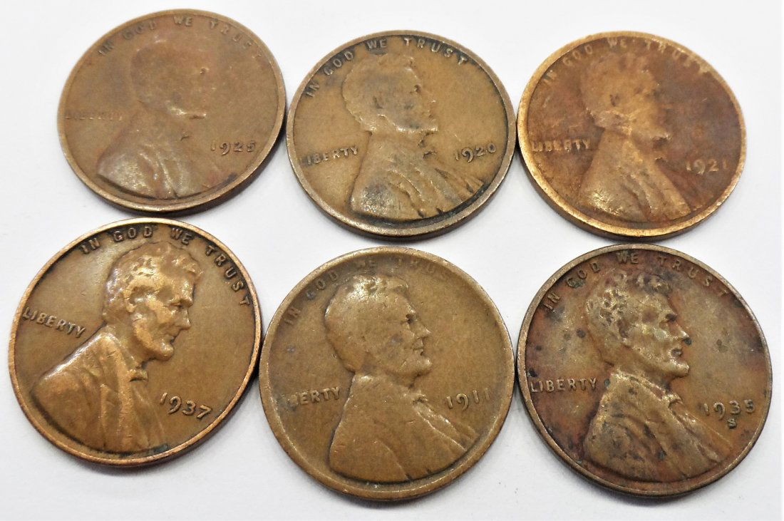 1911, 1920, Lot 6 Lincoln Wheat Cent One Penny 1 Cent (1 of 2)