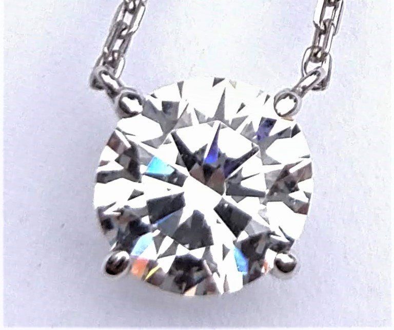 Sterling Silver CZ Single Diamond Necklace (1 of 1)