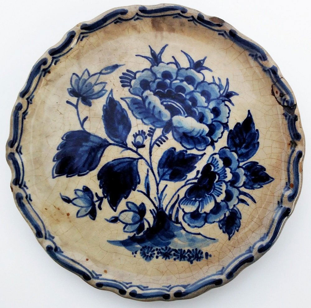 Rare Original Delft Plate Charger 4 1/2 Inch (1 of 2)