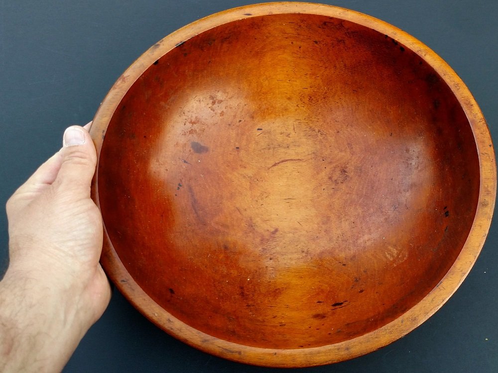 Antique Birdseye Maple Carved Wood Round Bowl (1 of 5)