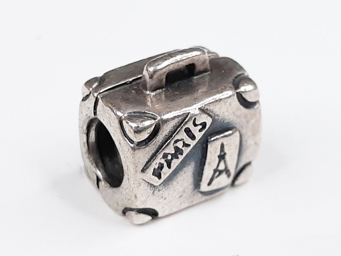 Sterling Silver Authentic Pandora Suitcase Charm: Sterling Silver Authentic Pandora Bracelet CharmWeight 3.9 GramsSize 1/2" Inch x 3/8"Inch